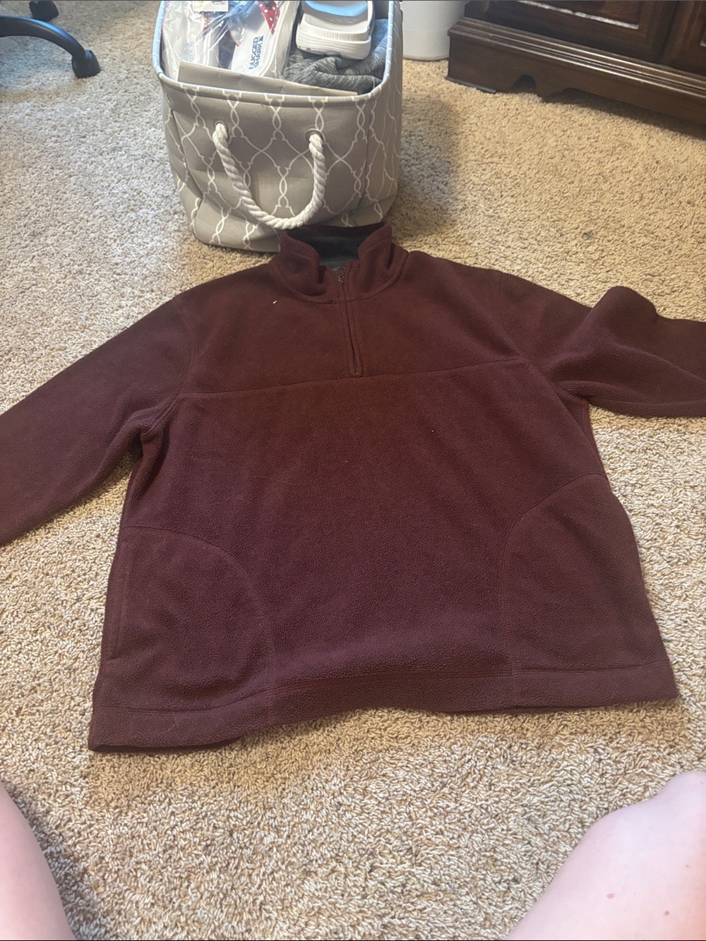 St. John's Bay Men's Zip-Up Fleece Pullover - Burgundy